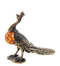 AM- 250 Фигурка «Павлин» (латунь, янтарь)