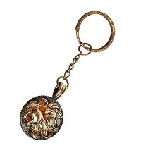 AM- 817 Брелок «Знак зодиака-Лев» (латунь, янтарь)