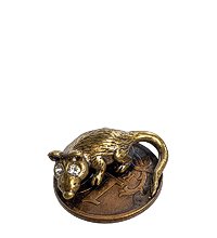 AM-1065 Фигурка кошельковая «Мышь-хранительница на монетке» (латунь)