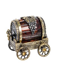 AM-1164 Фигурка «Повозка с бочкой» (латунь, янтарь)