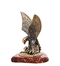 AM-1241 Фигурка «Орел со змеёй» (латунь, янтарь)
