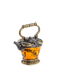 AM-1354 Фигурка «Чайник Ажурный» (латунь, янтарь)