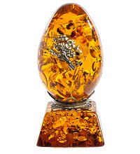 AM-1364 Фигурка «Яйцо с букетом» (латунь, янтарь)