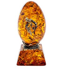 AM-1365 Фигурка «Яйцо с цветами» (латунь, янтарь)