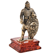 AM-1571 Фигурка «Рыцарь Славянский воин» (латунь, янтарь)