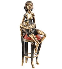AM-1579 Фигурка «Девушка Тоска» (латунь, янтарь)