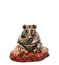 AM-1600 Фигурка «Медведь с медом» (латунь, янтарь)