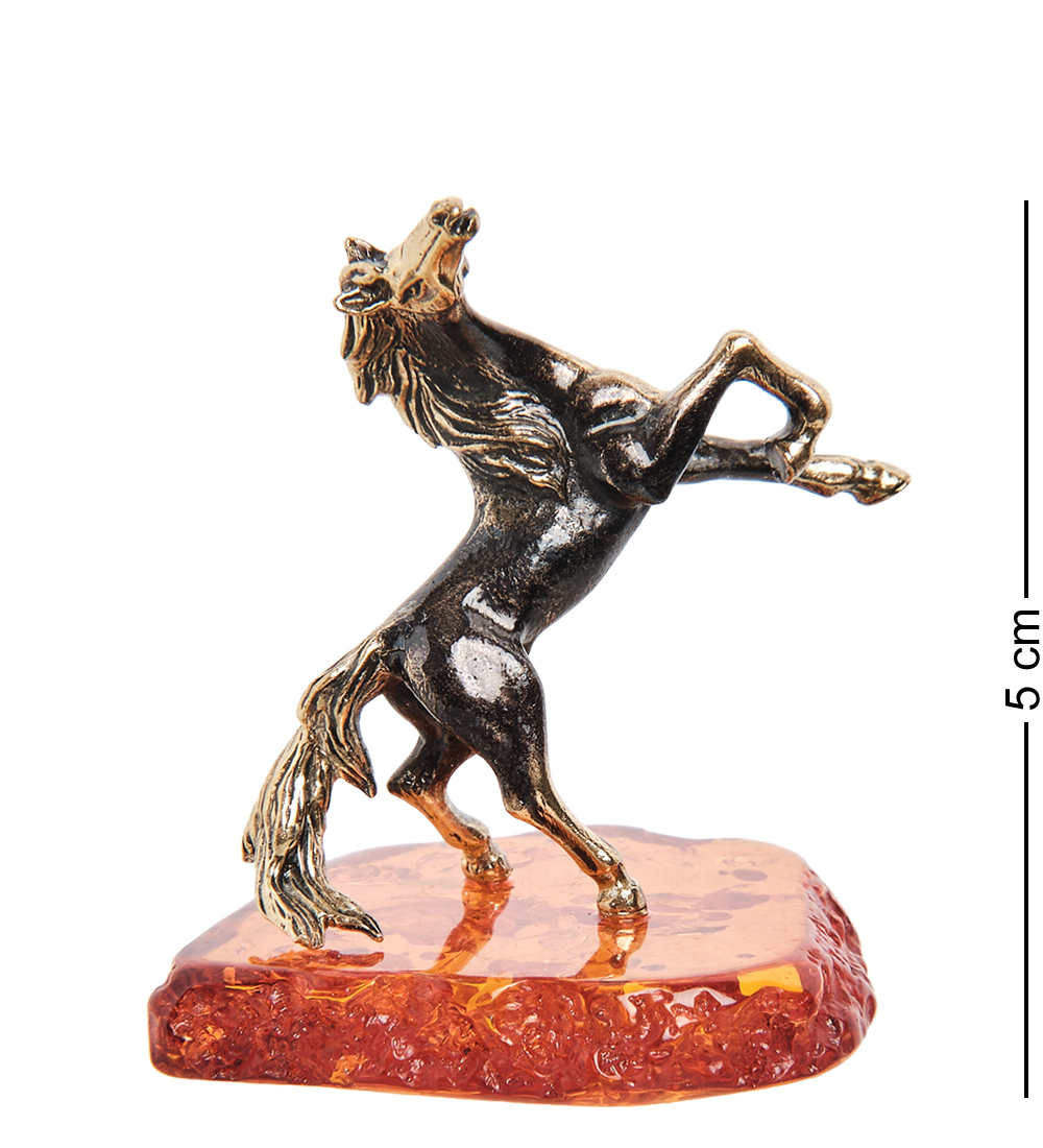 AM-1823 Фигурка Цыганский конь (латунь, янтарь)