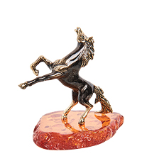 AM-1823 Фигурка «Цыганский конь» (латунь, янтарь)