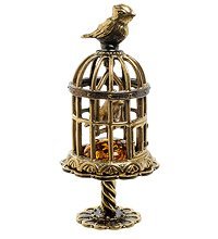 AM-1883 Фигурка «Птички в клетке» (латунь, янтарь)