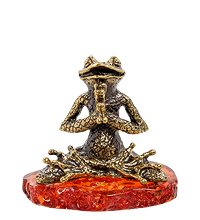 AM-2144 Фигурка «Лягушка в медитации» (латунь, янтарь)