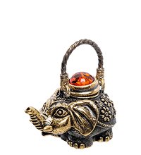 AM-2274 Фигурка «Чайник слон»  (латунь, янтарь)