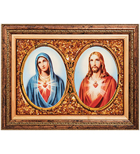 AMB-01/11 Икона «Иисус и Мария» (с янтарной крошкой) L-37см