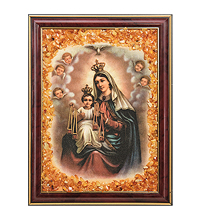 AMB-03/11 Икона Пресвятой Девы Марии «Кармельская» (с янтарной крошкой) H-24см