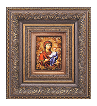 AMB-05/ 5 Икона Божией Матери «Смоленская» (с янтарной крошкой) H-22см
