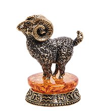 AM-2739 Фигурка «Знак зодиака-Овен» (латунь, янтарь)