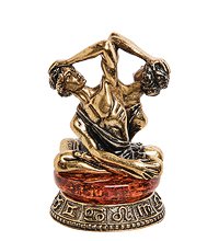 AM-2743 Фигурка «Знак зодиака-Близнецы» (латунь, янтарь)