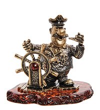 AM-2759 Фигурка «Капитан у штурвала» (латунь, янтарь)