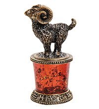 AM-2765 Фигурка «Знак зодиака-Овен» (латунь, янтарь)