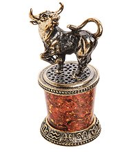 AM-2773 Фигурка «Знак зодиака-Телец» (латунь, янтарь)