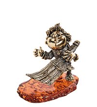 AM-2785 Фигурка «Домовенок с метлой» (латунь, янтарь)