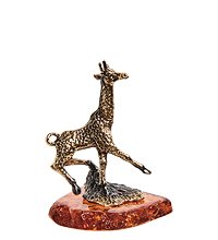 AM-2794 Фигурка «Жираф сафари» (латунь, янтарь)
