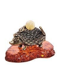 AM-2802 Фигурка «Ежик» (латунь, янтарь)