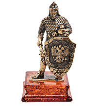 AM-3171 Фигурка «Рыцарь Славянский воин с булавой» (латунь, янтарь)