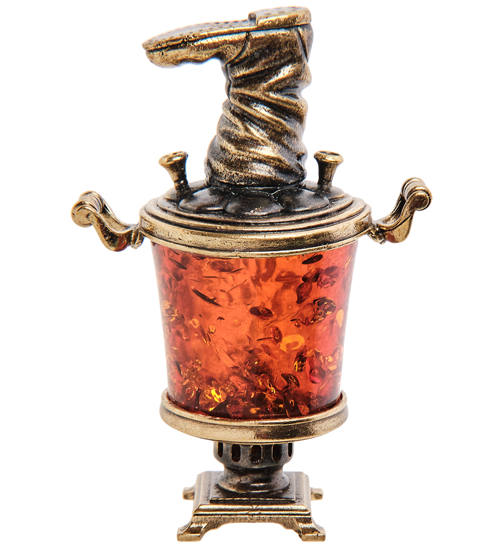 Самовар с сапогом. Battle Brass Amber. Статуэтка самовар с чайником купить