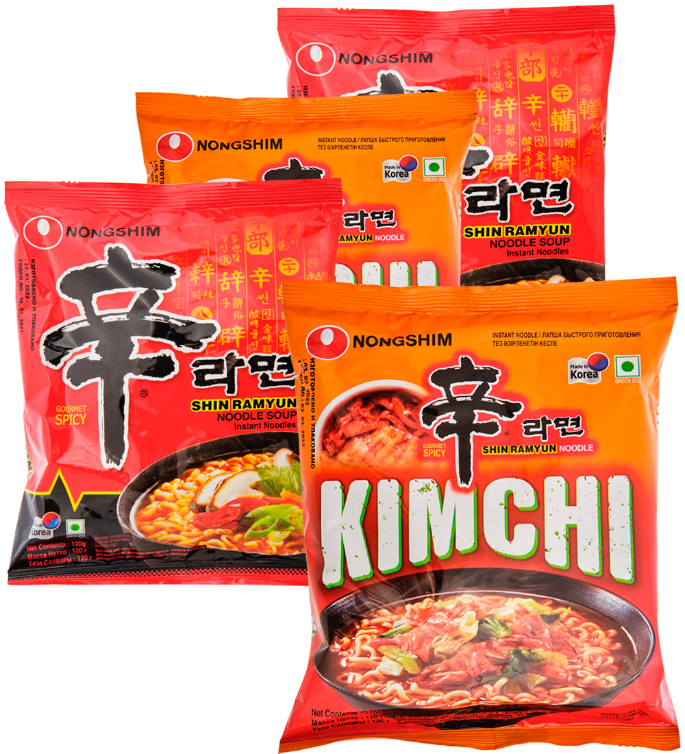 Шин рамен отзывы. Лапша Nongshim шин рамен. Корейская лапша Nongshim Kimchi. Лапша Нонгшим шин рамен Nongshim 120г. Шин рамён с кимчи.